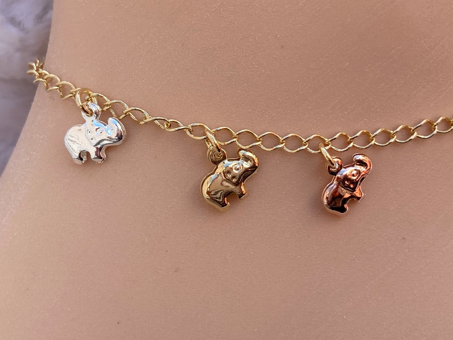 dangling elephant anklets