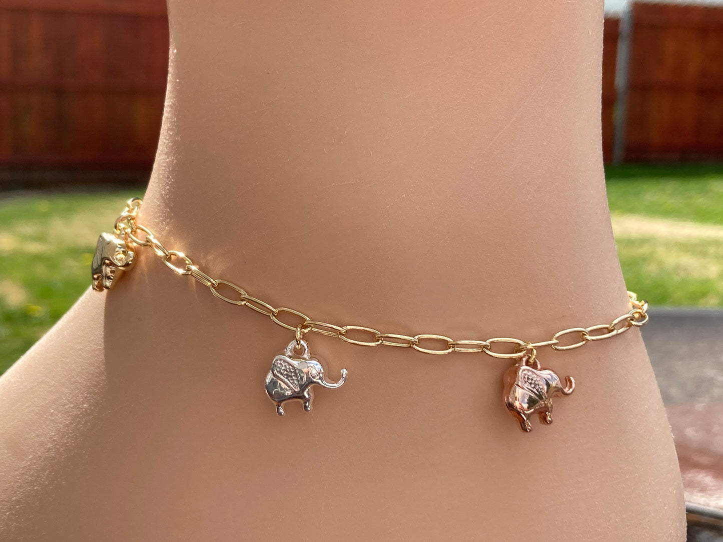 dangling elephant anklets