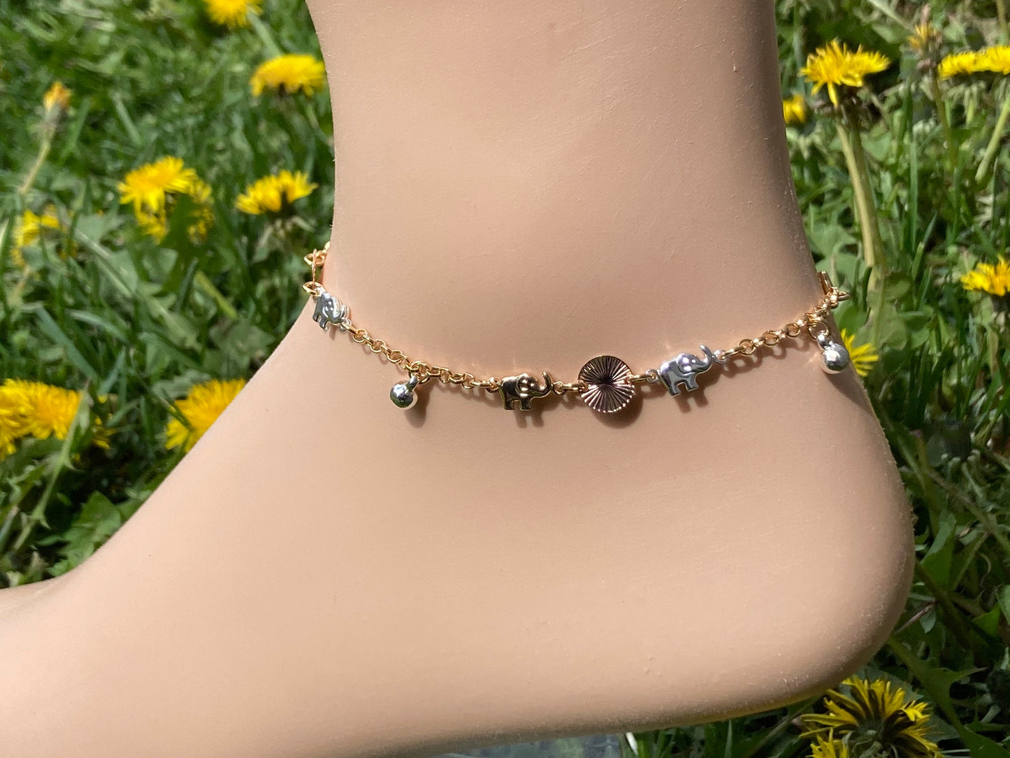 dangling elephant anklets
