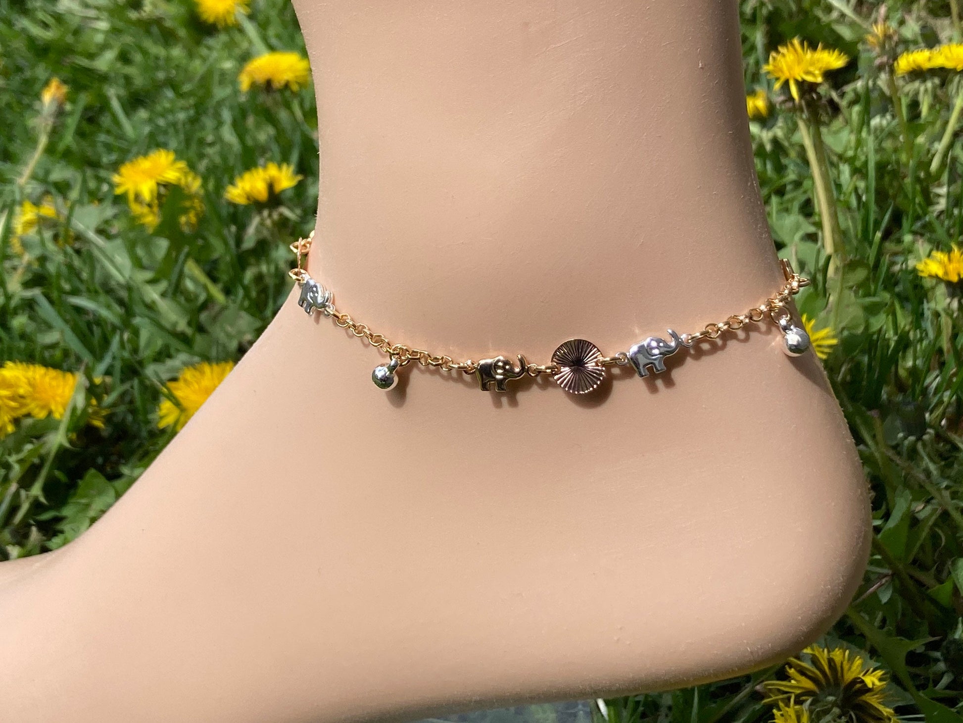 dangling elephant anklets