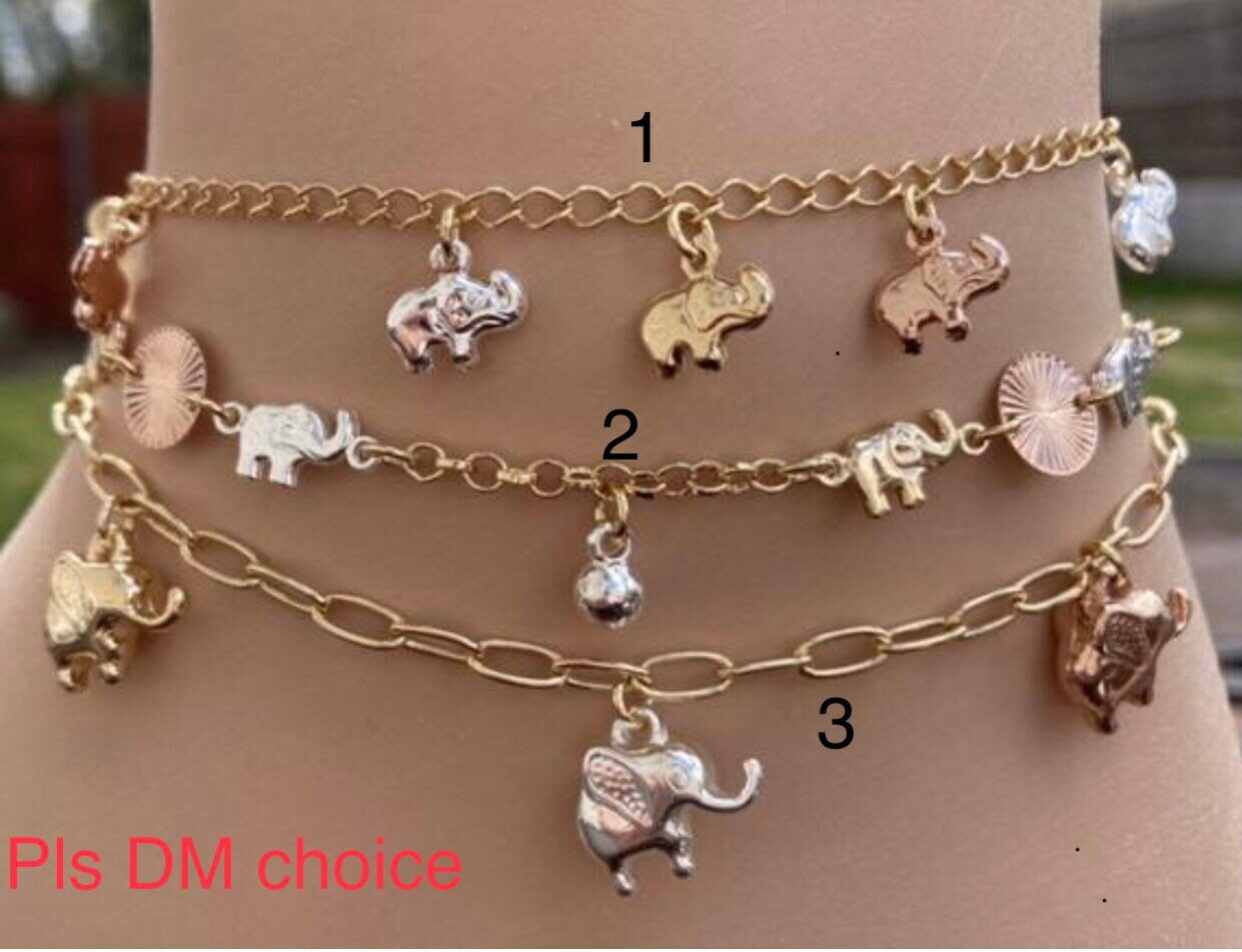Dangling Elephant Anklets