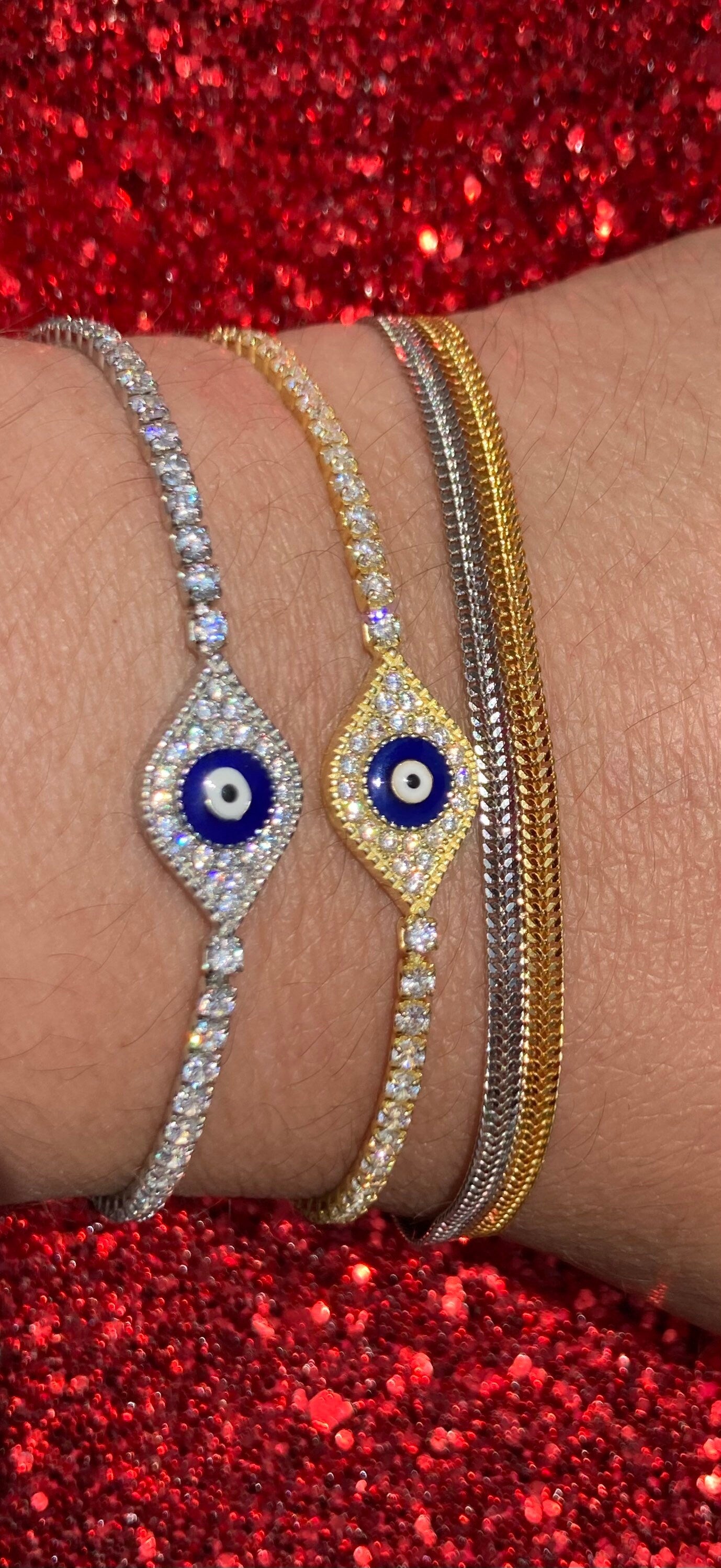 Dainty Evil Eye Tennis Bracelets