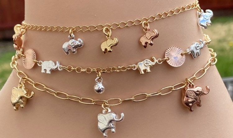 dangling elephant anklets