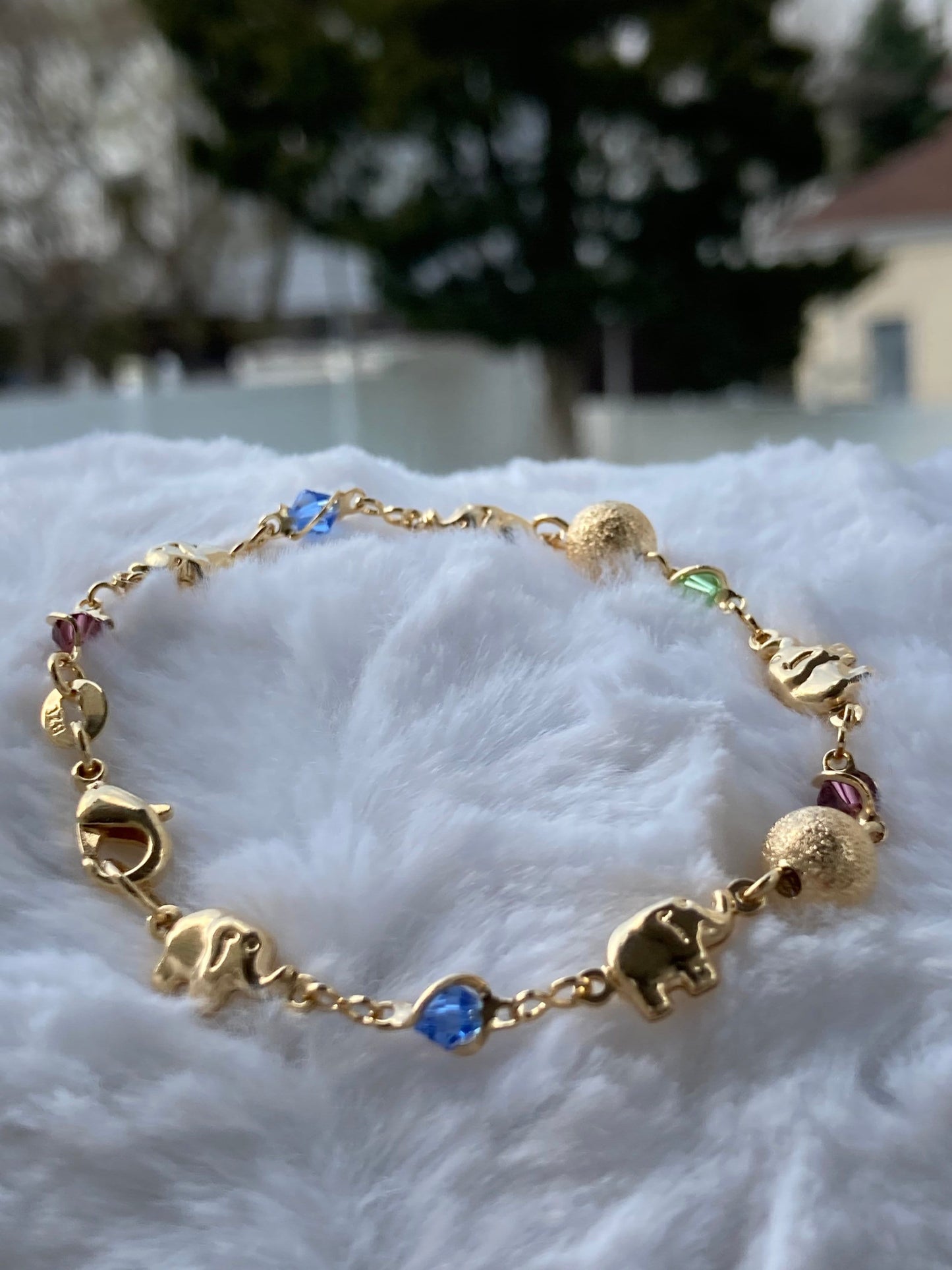 elephant charm gold layered bracelet gold layered bracelet