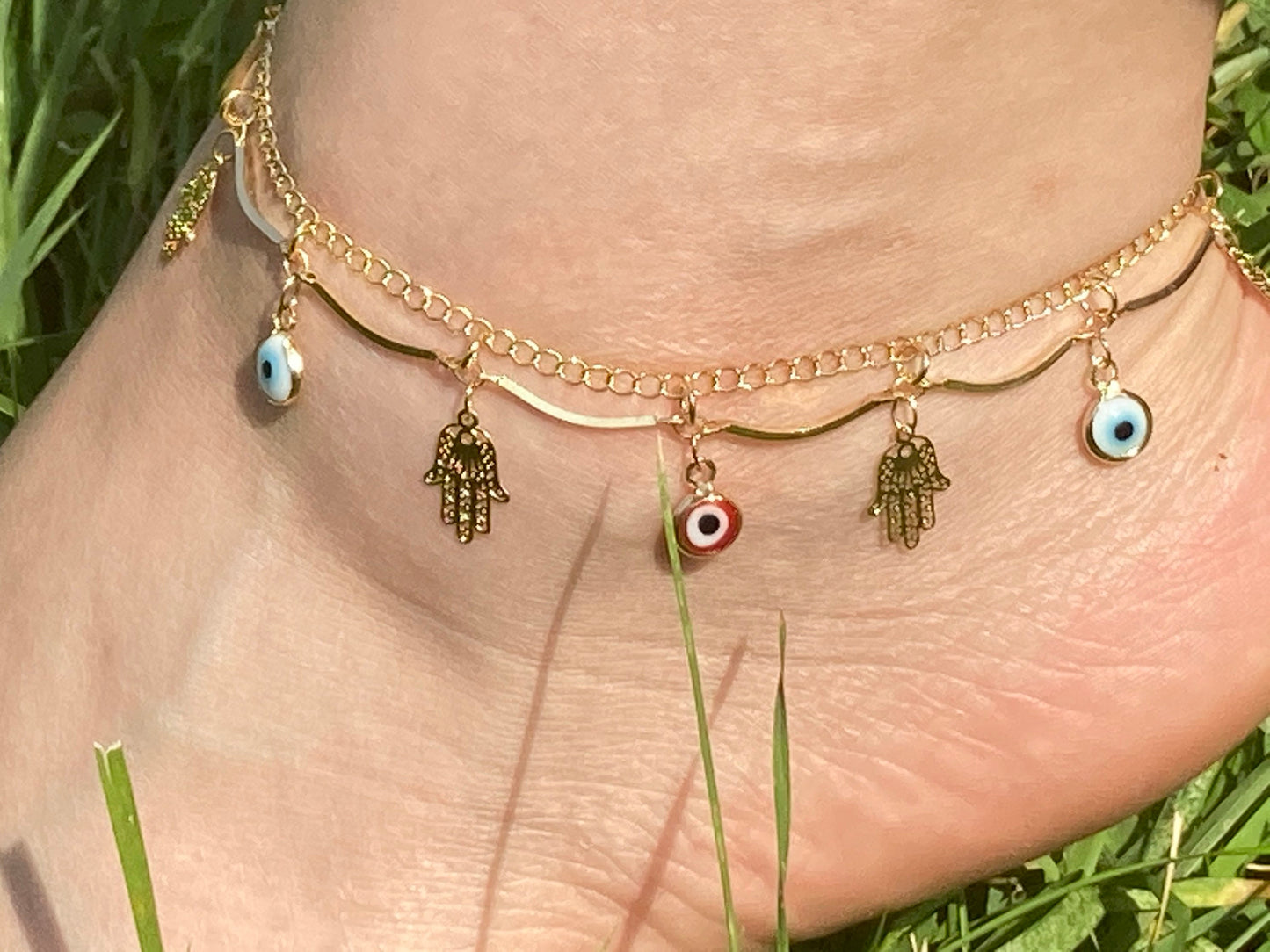Evil Eye Hamsa Anklet
