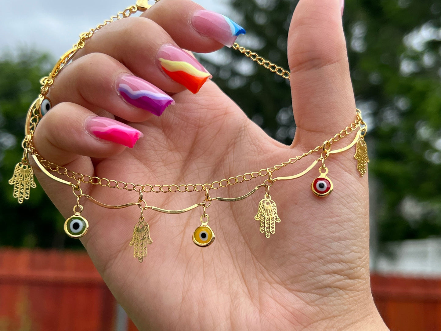 Evil Eye Hamsa Anklet