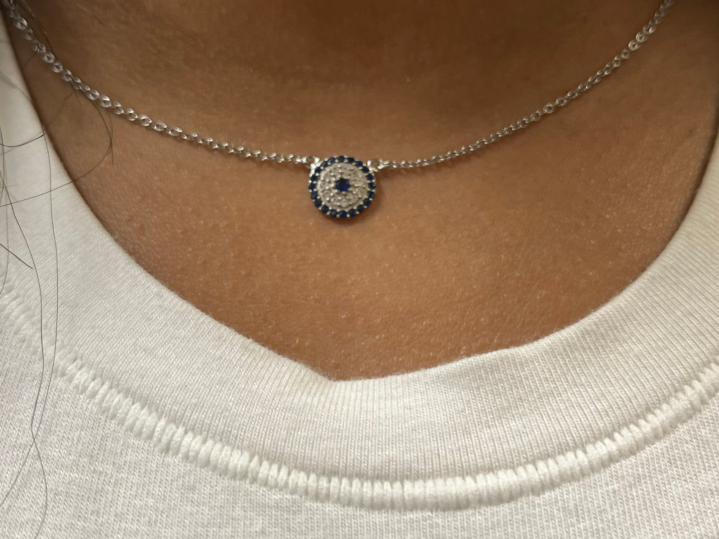 Dainty Sterling Silver  Evil Eye Necklace