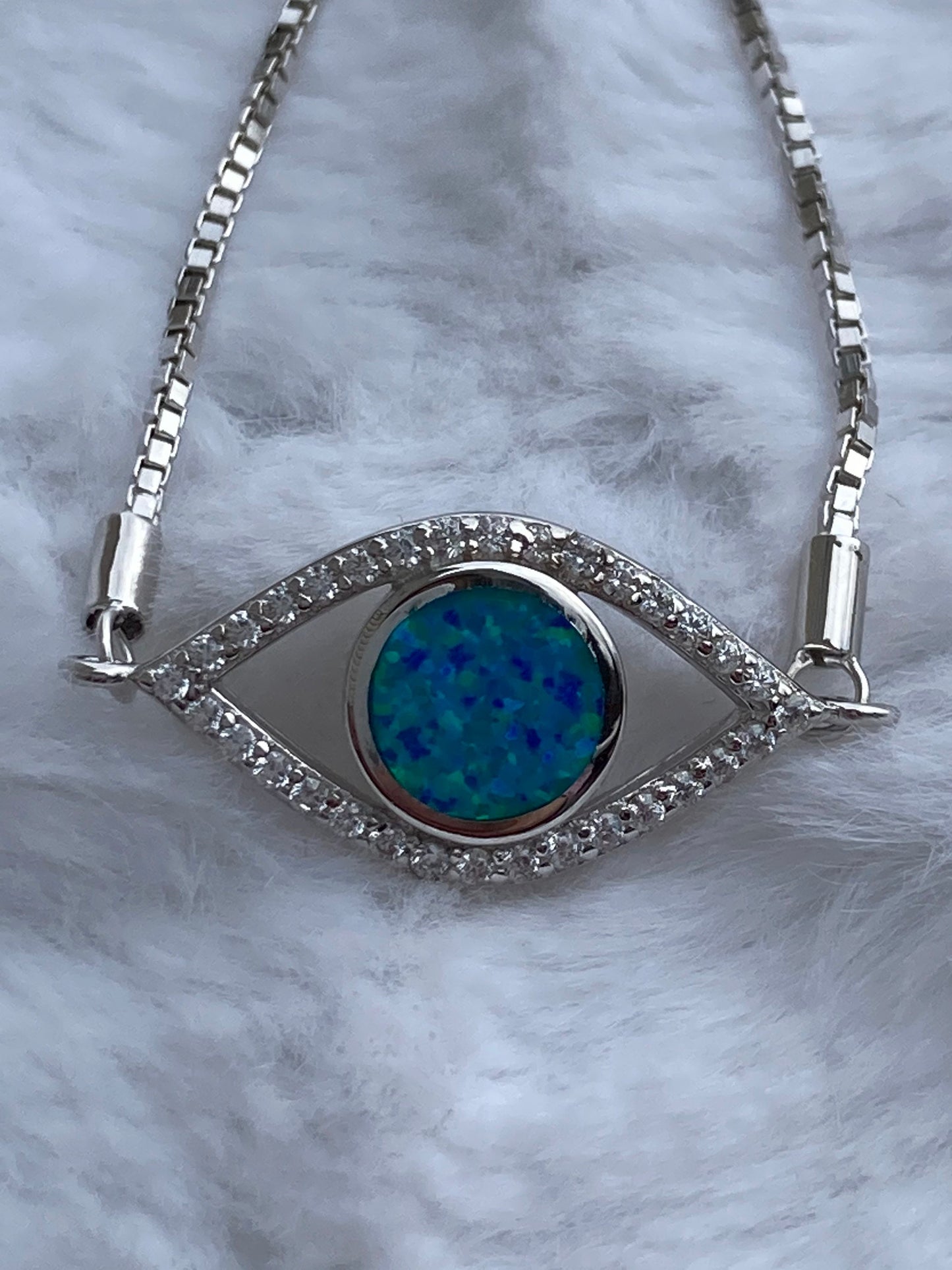 Evil Eye Bracelet, Blue Opal