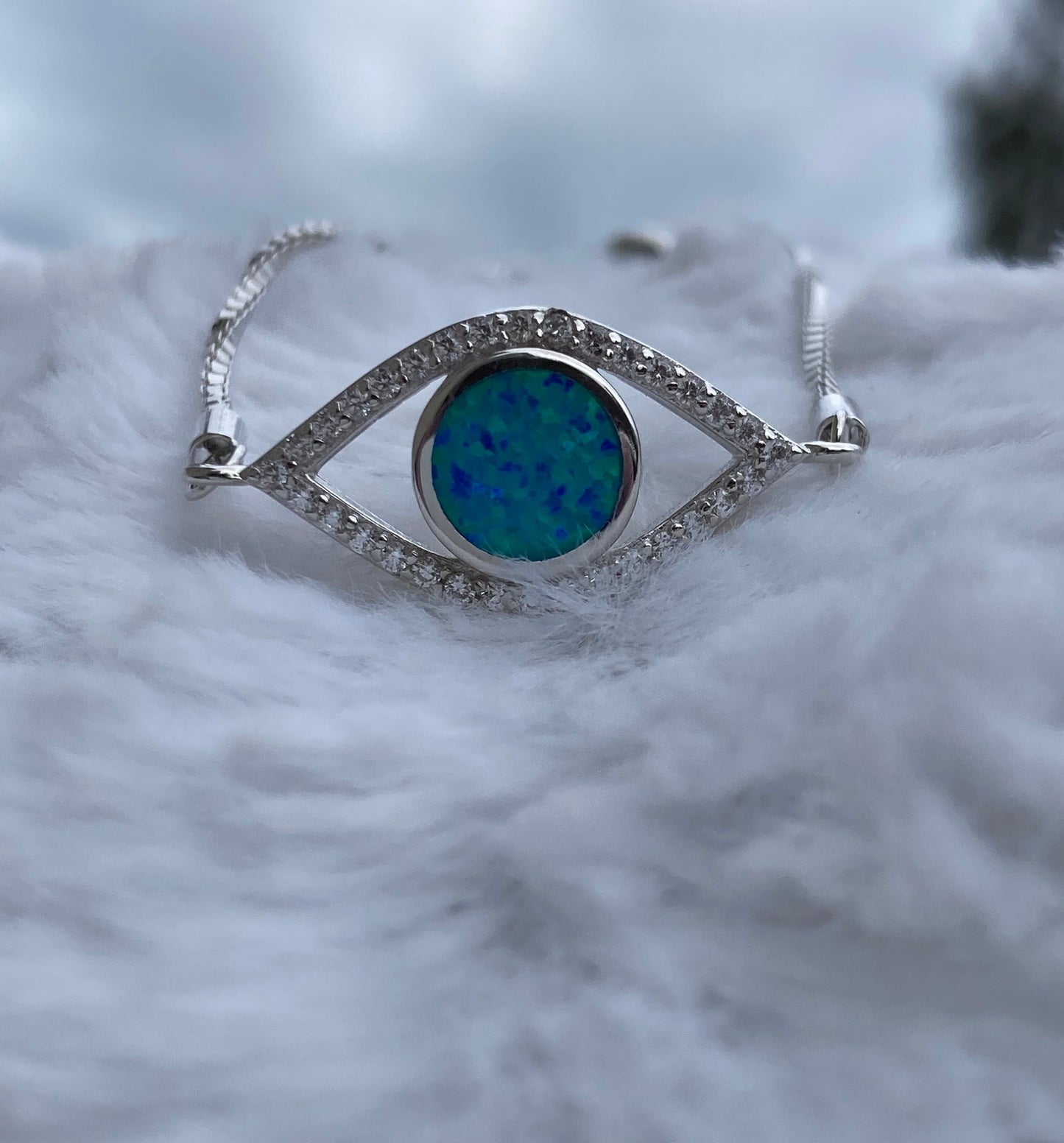 Evil Eye Bracelet, Blue Opal