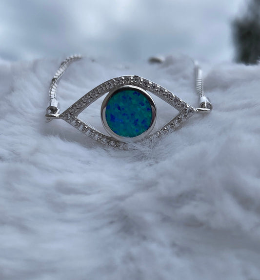 Evil Eye Bracelet, Blue Opal