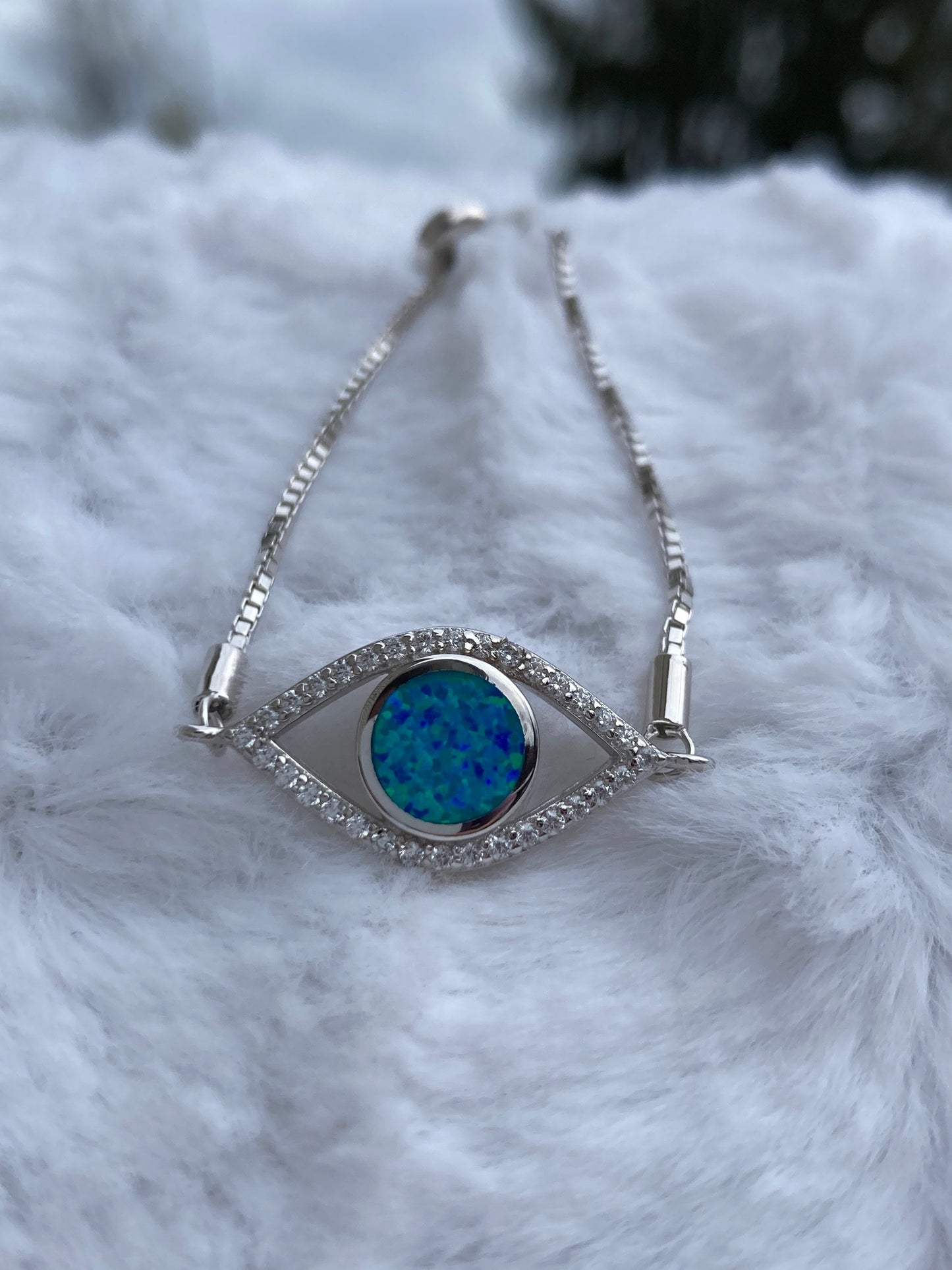 Evil Eye Bracelet, Blue Opal