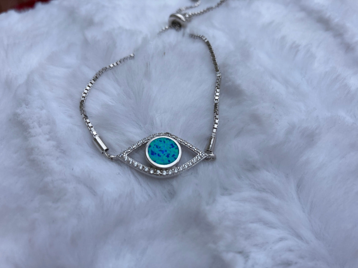 Evil Eye Bracelet, Blue Opal