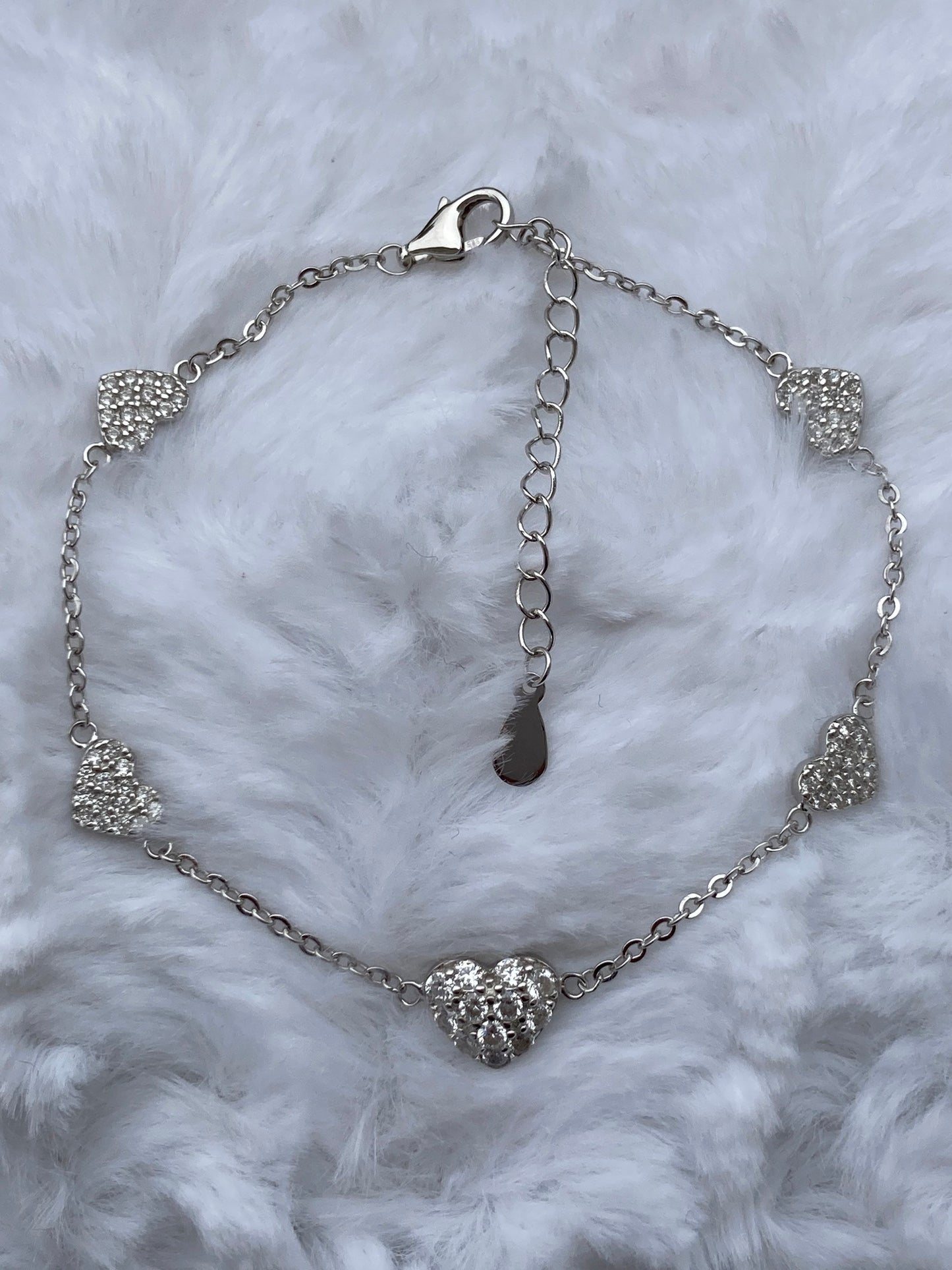 Heart  Bracelet, Sterling Silver 92.5