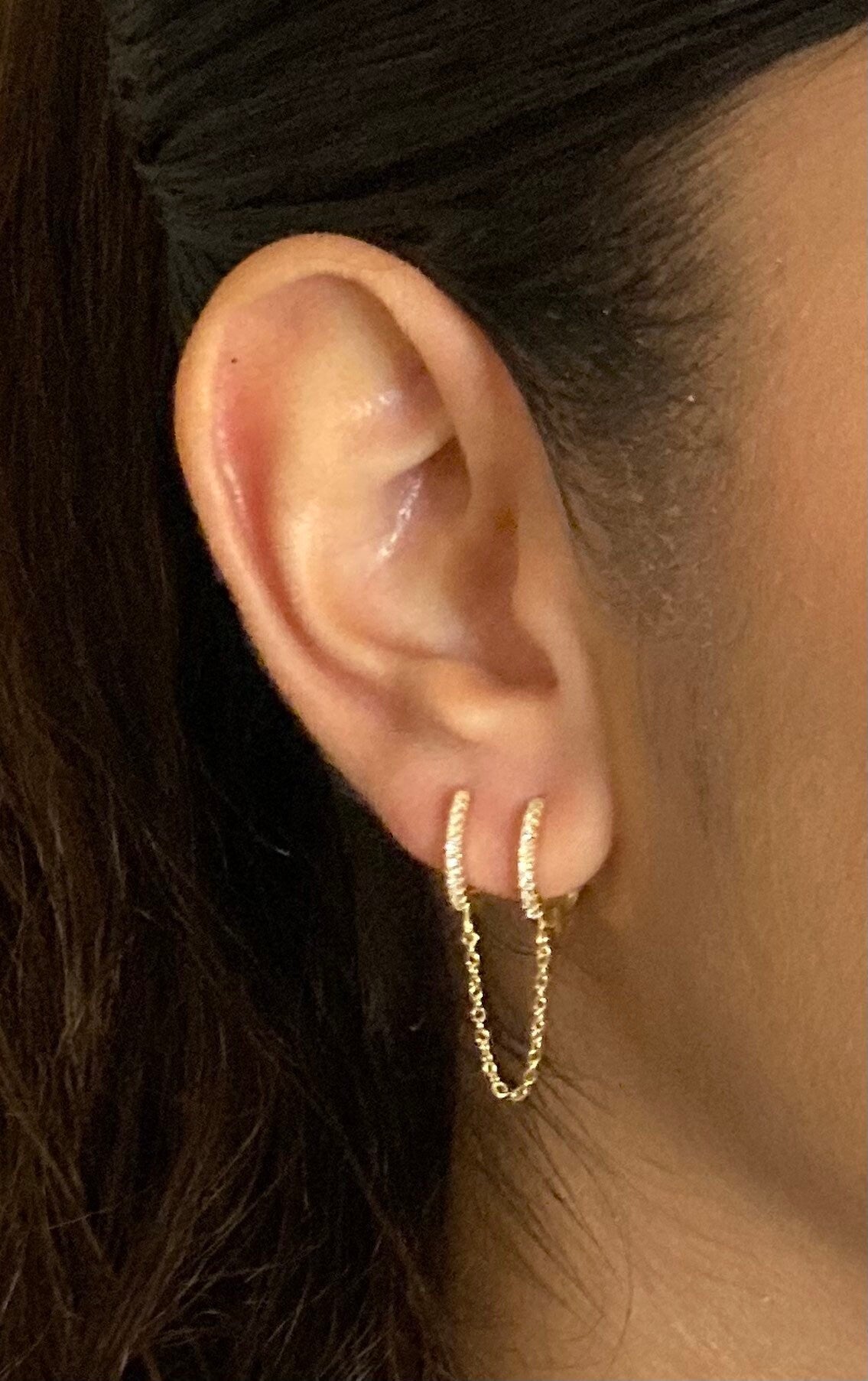 Double Hoop Chain Earrings