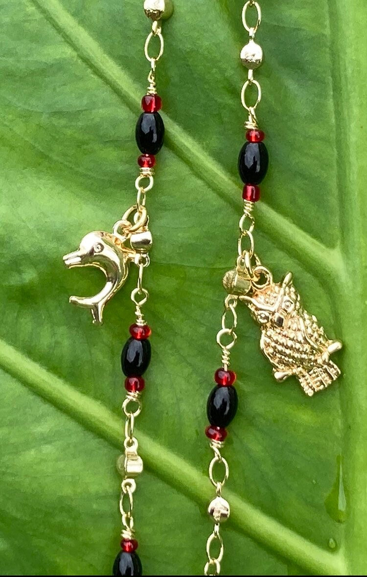 dolphin and owl anklets
