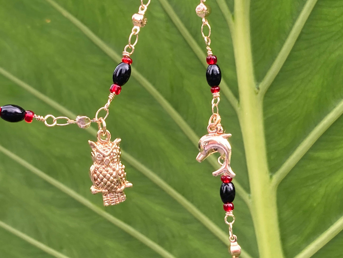 dolphin and owl anklets