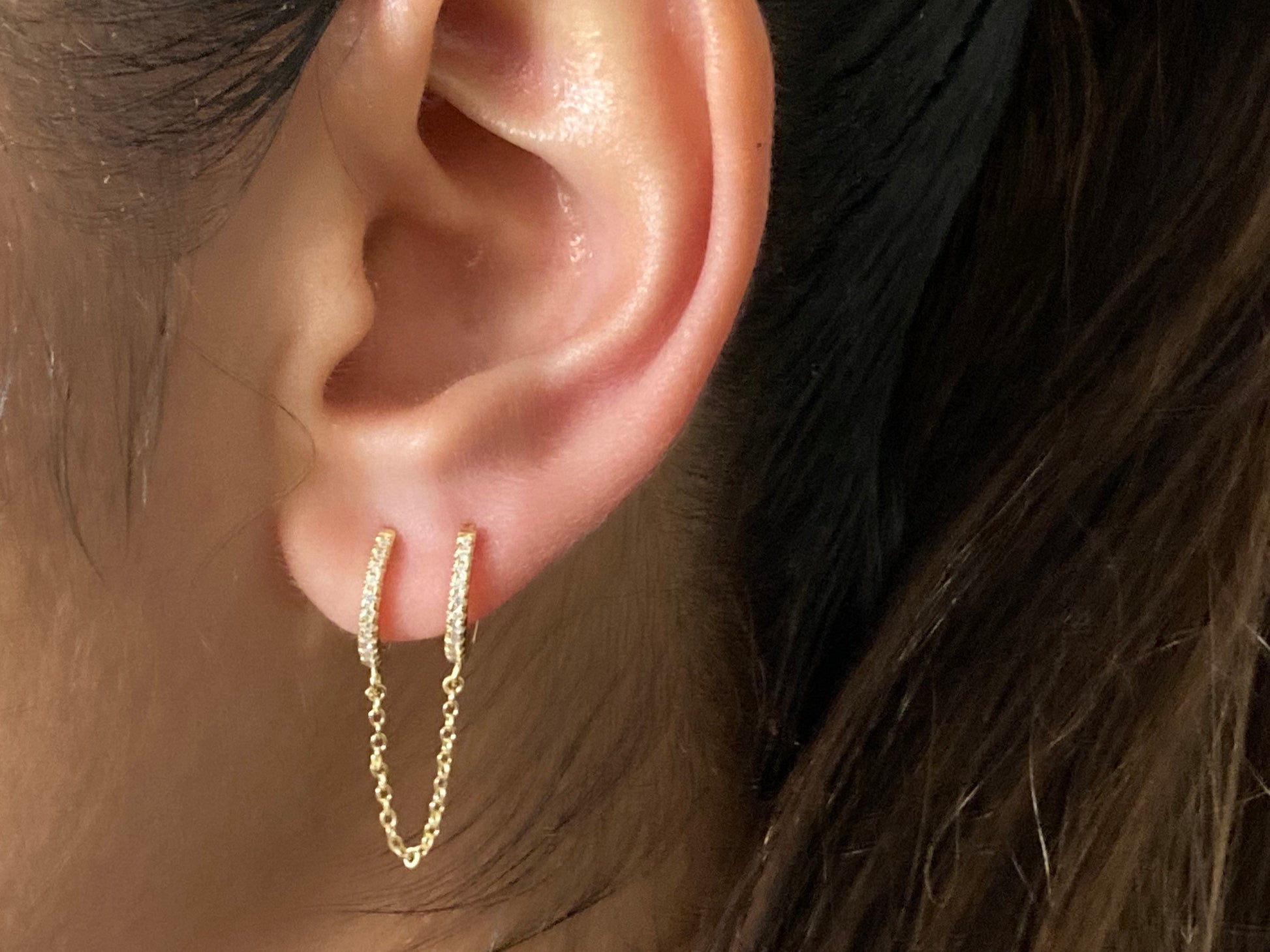 Double Hoop Chain Earrings