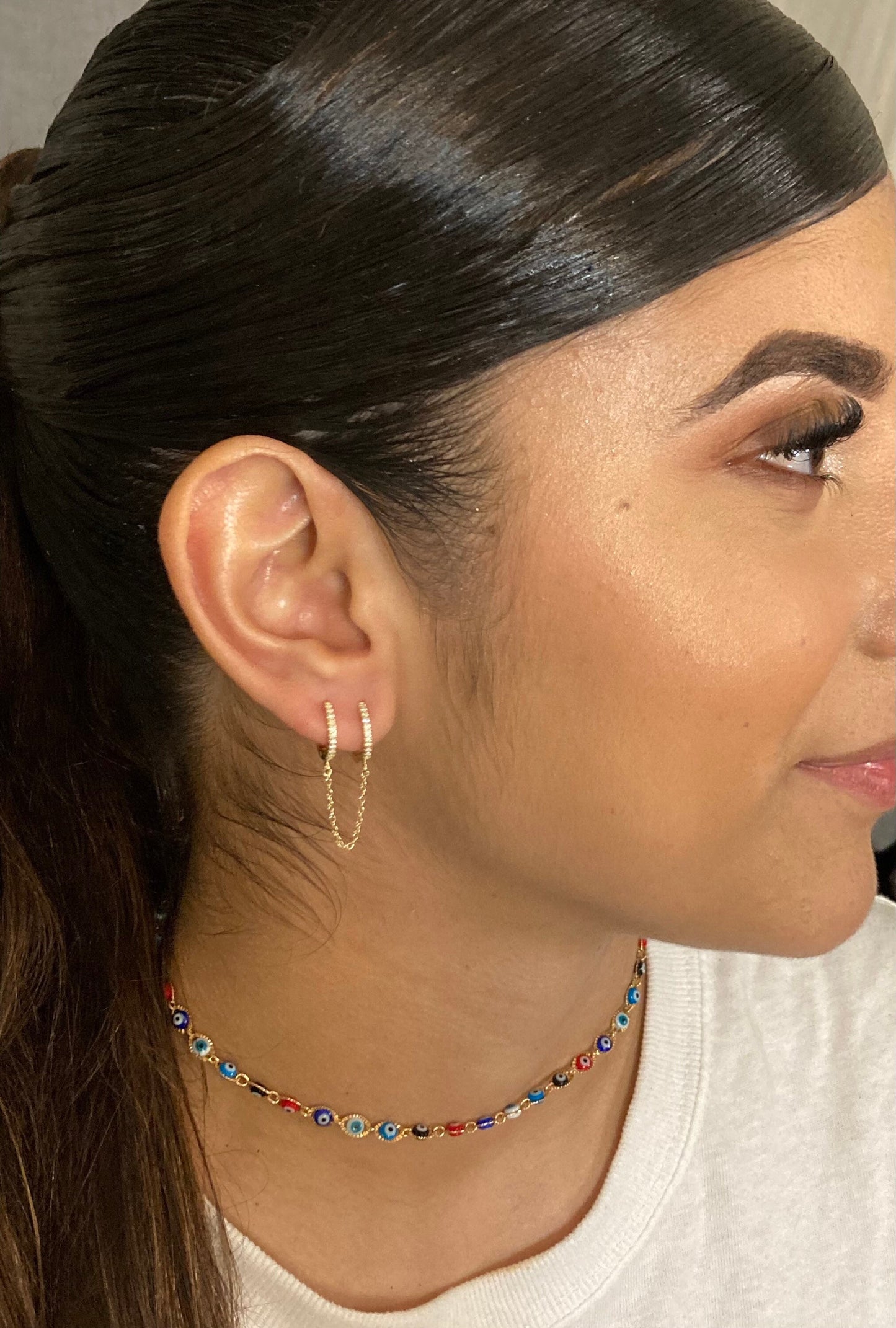 Double Hoop Chain Earrings