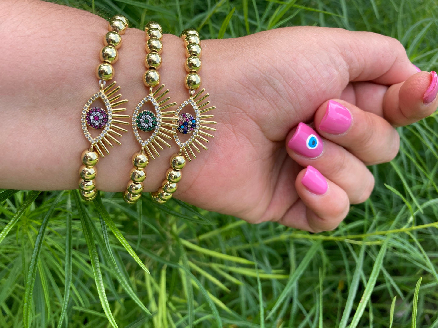 Evil Eye Beaded Bracelet, Stackable bracelet