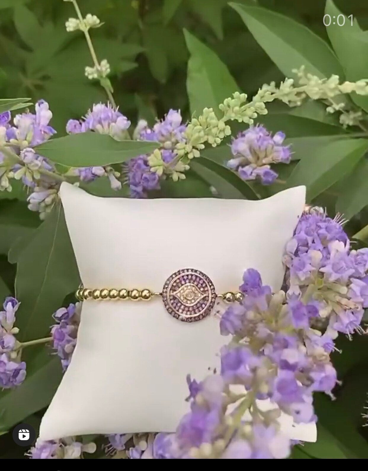 Evil Eye Bracelet, Gold Beaded