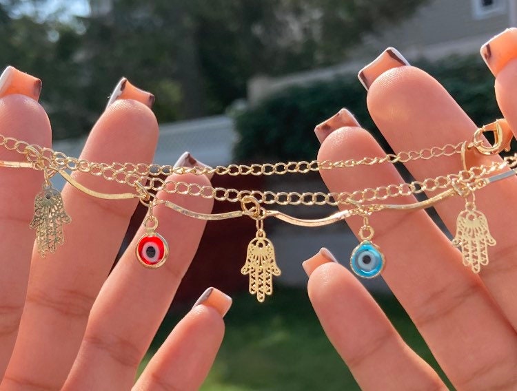 Evil Eye Hamsa Anklet