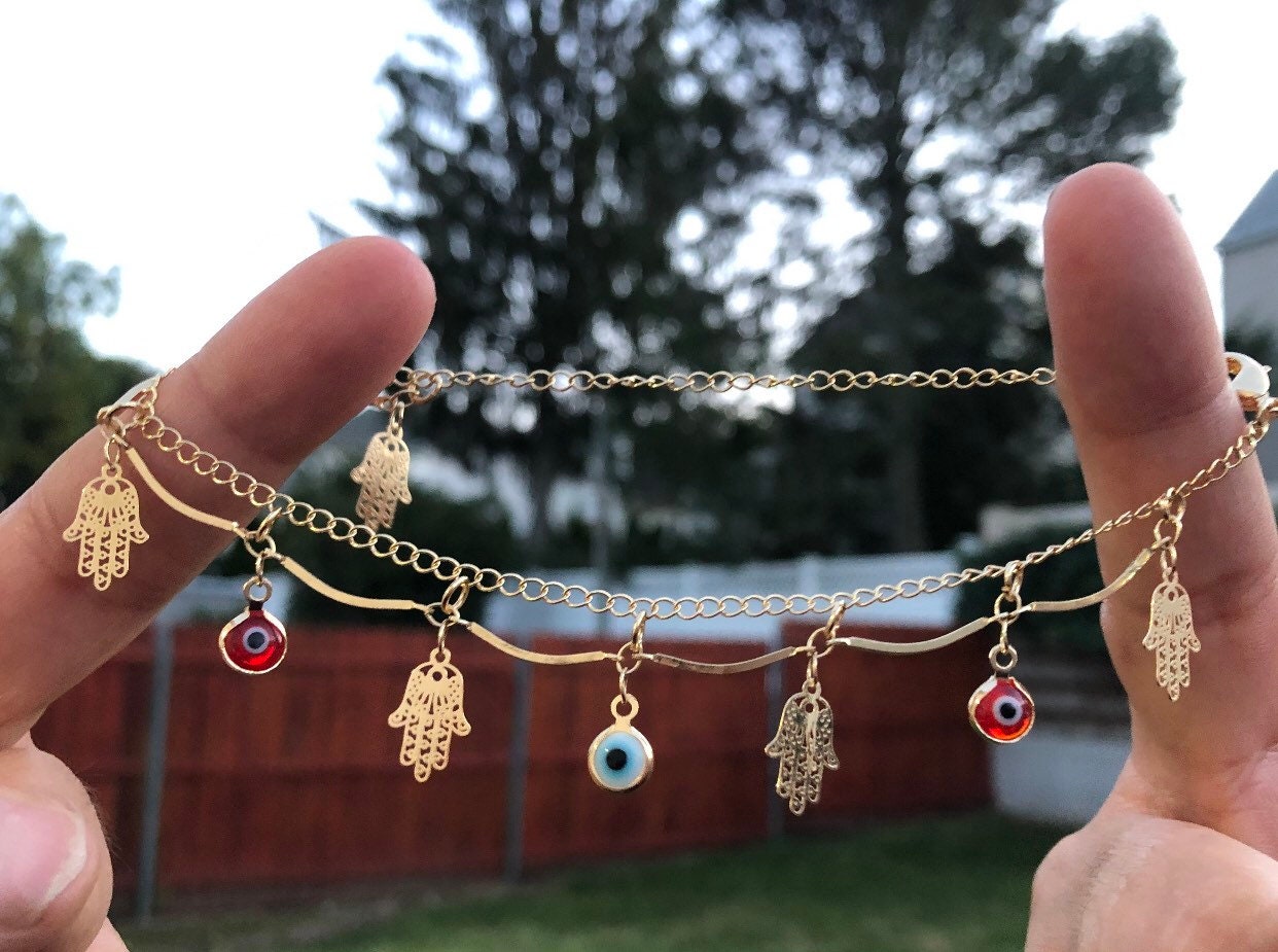 Evil Eye Hamsa Anklet