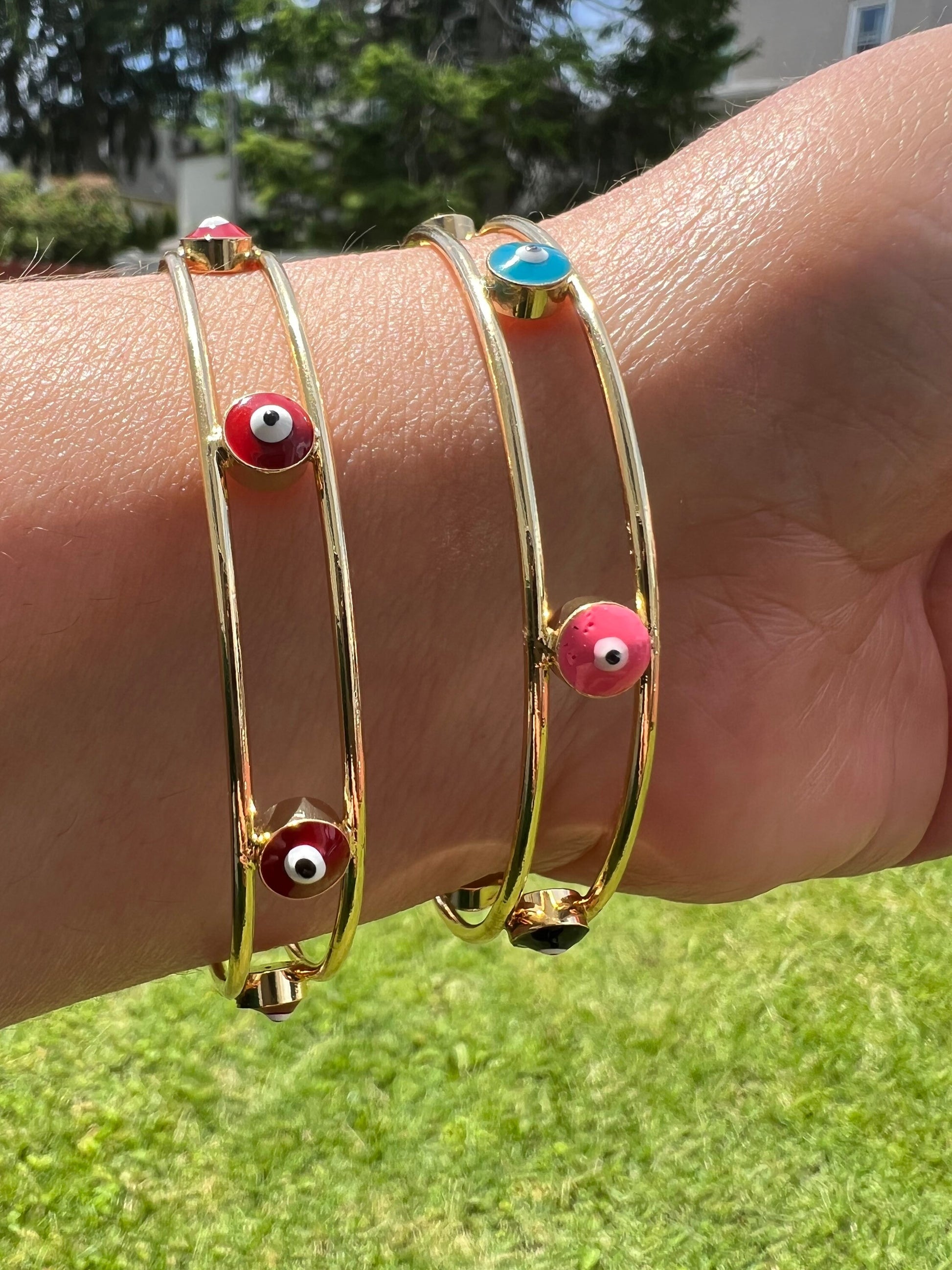 Evil Eye Bangle Bracelet, Mal de Ojo Bangle Bracelet