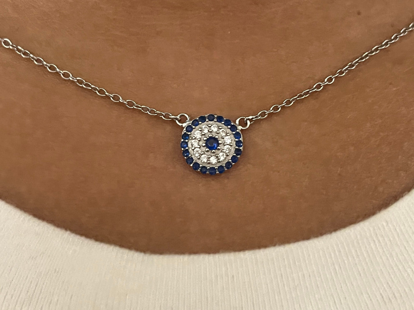 Dainty Sterling Silver  Evil Eye Necklace