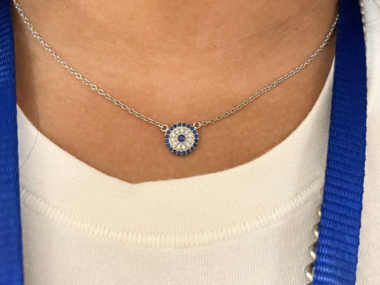 Dainty Sterling Silver  Evil Eye Necklace