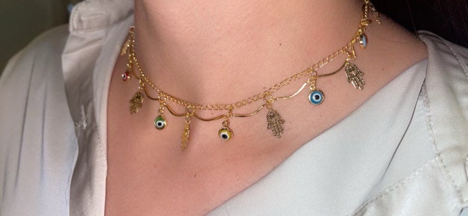 Evil Eye Hamsa Choker Necklace