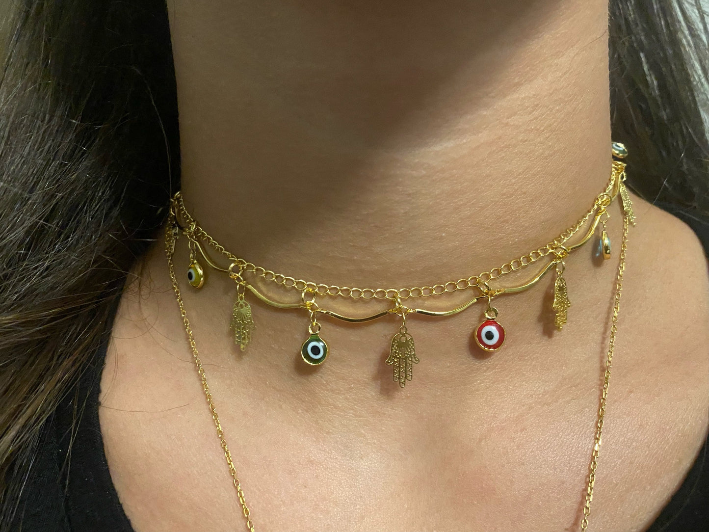 Evil Eye Hamsa Choker Necklace